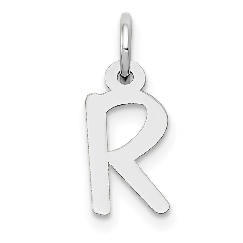 10k White Gold Small Slanted Block Initial R Char - image 1